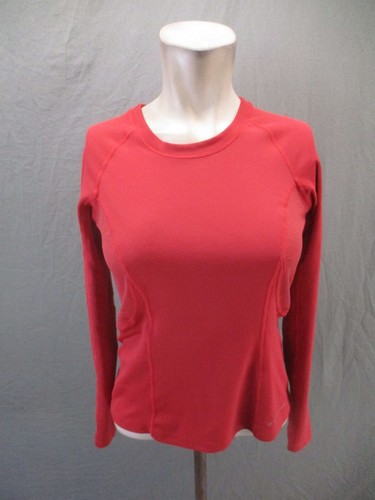 Moving Comfort Size S Womens Red Stretch Crew Neck Long Sleeve Athletic Top 549
