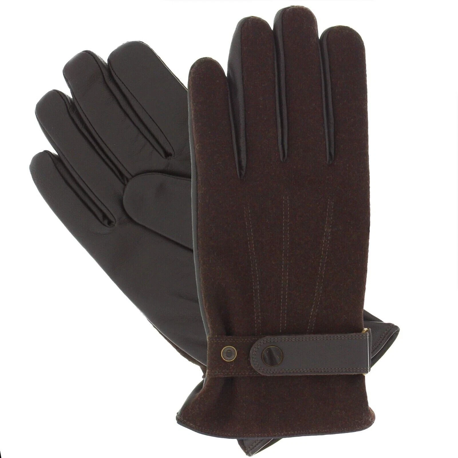 Isotoner Signature Men's Flannel & Leather Glove, Brown, Size Medium