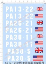 1/350 USN RN US UK Flag Hull Number Markings Ship Model Water Slide Decal 5313F