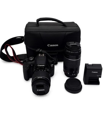Canon EOS Rebel T7 DSLR Kit with 18-55mm, 75-300mm Lenses, Charger/Battery, Case
