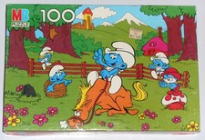 Smurfs 100 Piece Jigsaw Puzzle Lot of 5 Vintage 1980s Milton Bradley COMPLETE