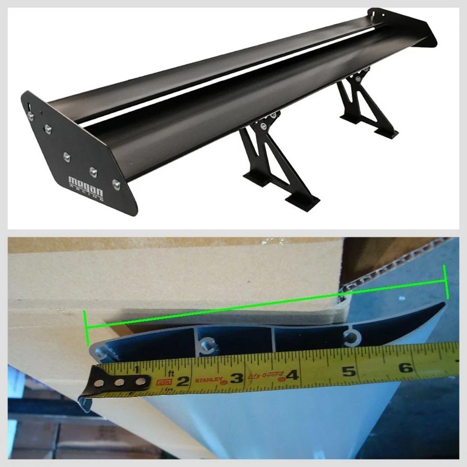 Alerón trasero Megan Racing 56" ajustable negro doble cubierta estilo GT Foto 3 de 4