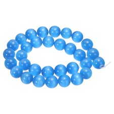 32pcs Ink Blue Cat's Eye Stone Beads 12mm Round Crystal Loose Bead