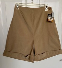 NOS 40s 50s High Waisted Shorts XS Tan Corduroy TAYLORED SHORTS of HOLLYWOOD