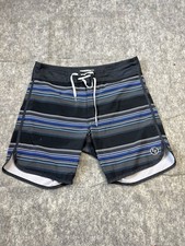 Ezekiel Board Shorts Mens 36 Blue Black Striped Swim Trunks Stretch Surfwear