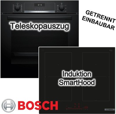 Herdset Bosch 3D-Heißluft ecoClean Flexzonen HomeConnect PowerBoost Schwarz 60cm