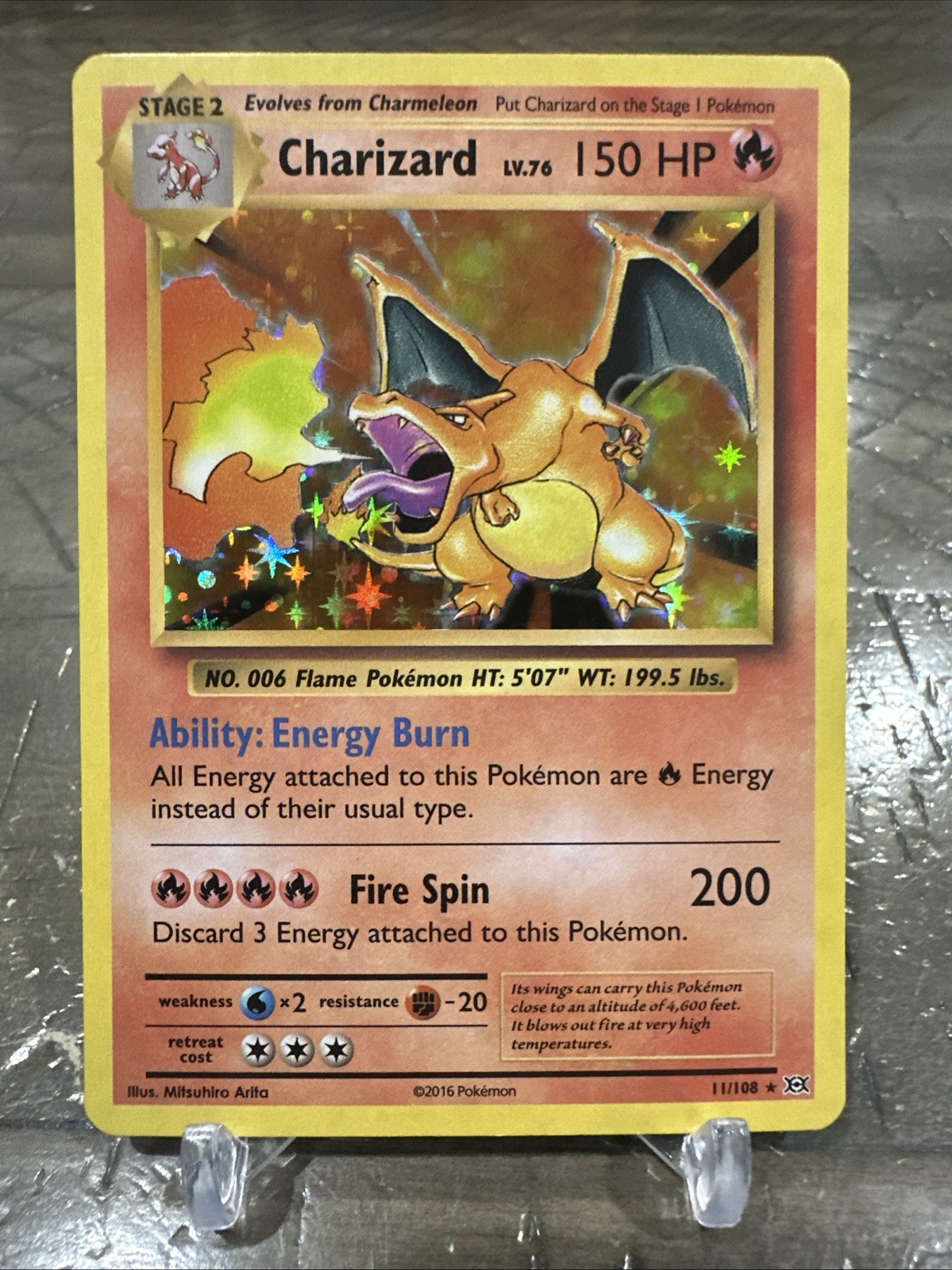 2016 POKEMON XY EVOLUTIONS #11/108 CHARIZARD HOLO RARE