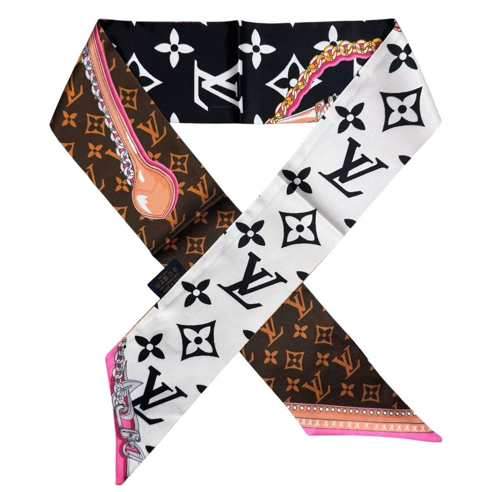 Louis Vuitton M76676 Bandeau BB Ultimate Monograma Seda Marrón Bufanda IS0275 Foto 3 de 4