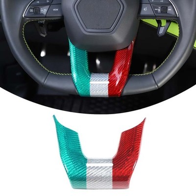 Tricolor Carbon Fiber Steering Wheel Trim Cover Fits Lamborghini Urus 2018-2025