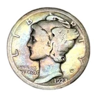 1923 Mercury Silver Dime Earlier Date Very Beautiful Toning ~G Decent Circulated