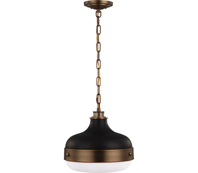 Generation Lighting Cadence Round Pendant, 2 Light, Dark Antique Brass / Black