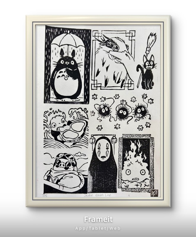 Original Studio Ghibli Linocut 7/15 Print By Alannah Dyer- 9x12 in Hand Printed