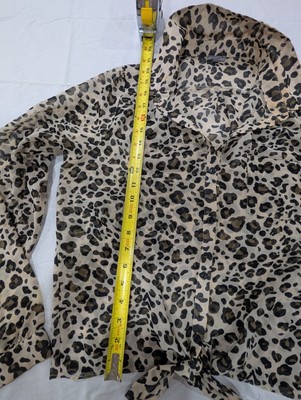 Charlotte RussoWomen's Button Shirt Long Sleeve, Leopard Print, Polyester soft