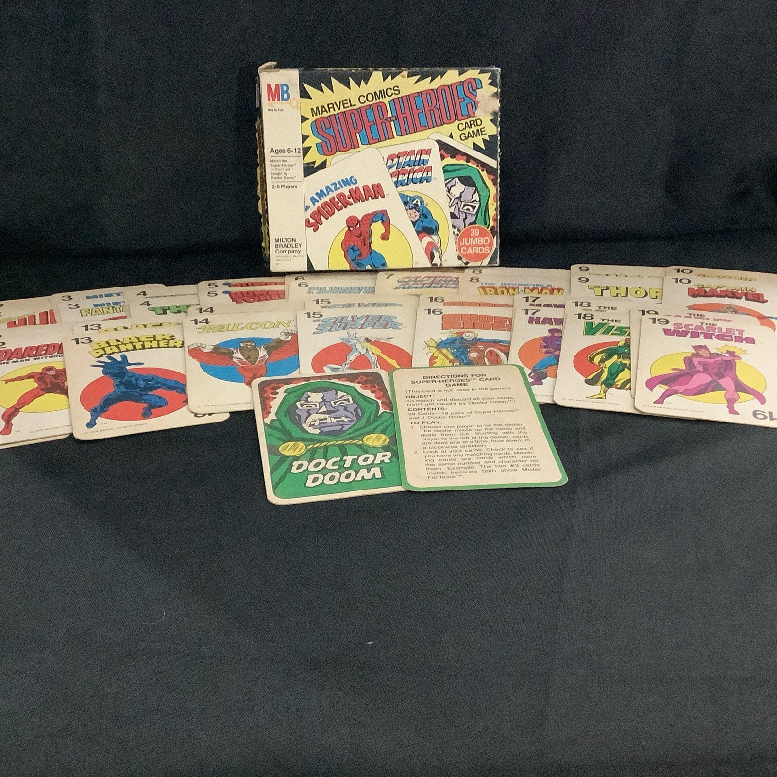 Vintage 1978 Marvel Comics Super-Heroes Card Game –Instruction Card Original Box