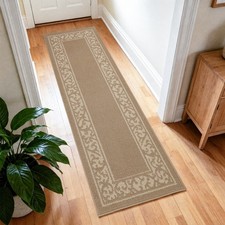 2x6 Runner Rug Non Slip Rubber Backing Hallway Kitchen Entryway Carpet Beige