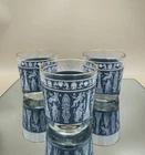 Vintage Jeanette Blue Grecian Glasses / Wedgewood / Jasperware 1950s Set of 3
