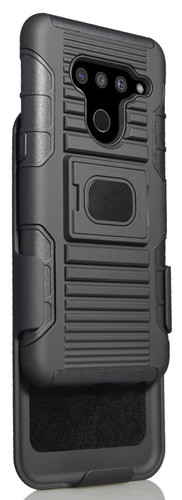 Black Magnet Grip Case Cover Stand + Belt Clip Holster for LG V50 ThinQ (2019) - Picture 7 of 11