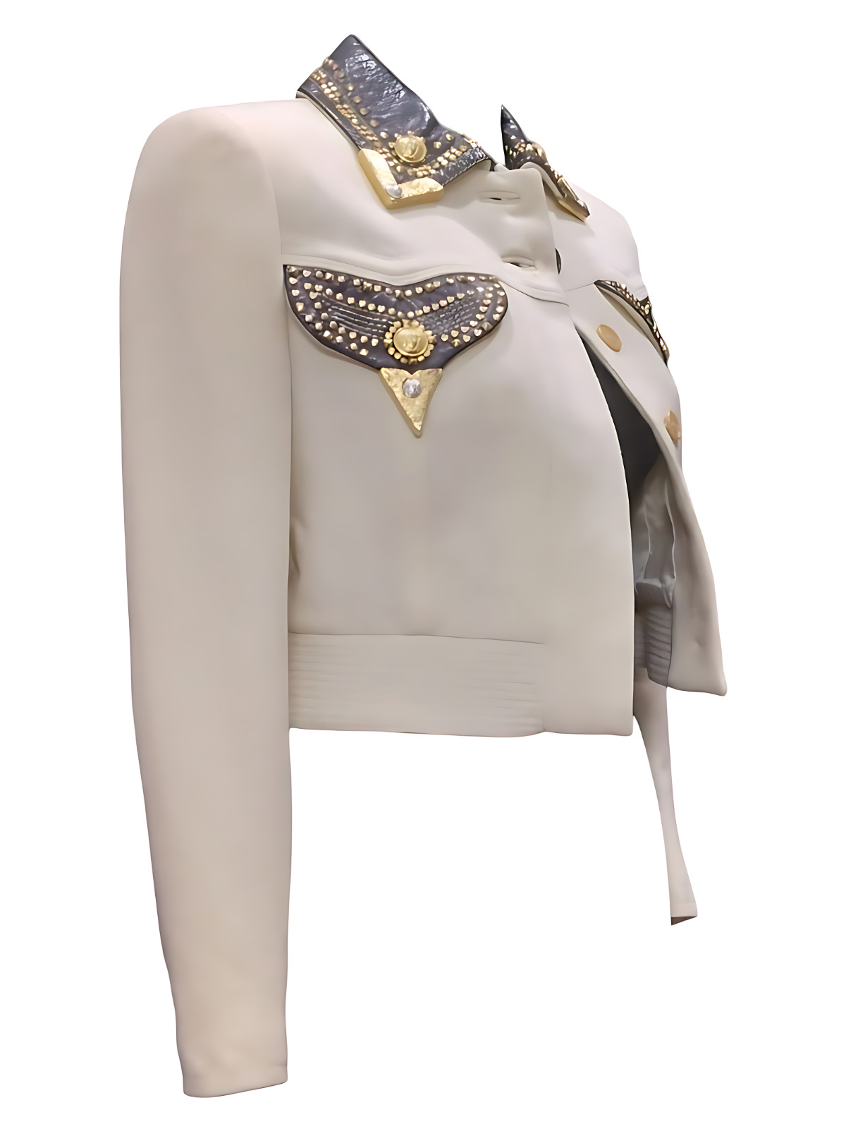 RARE Vintage 90s VERSACE Medusa Gold Beige Cropped Jacket Archival Size 38 Small image 10