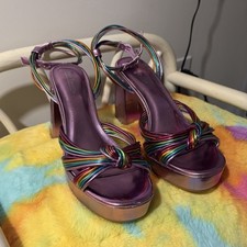 Hot Tomato Womens Purple Multicolor Faux Leat...