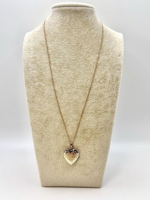 Vintage Tru-Kay TK 14k Gold Filled Heart Locket Forever In My Heart Rose 18 