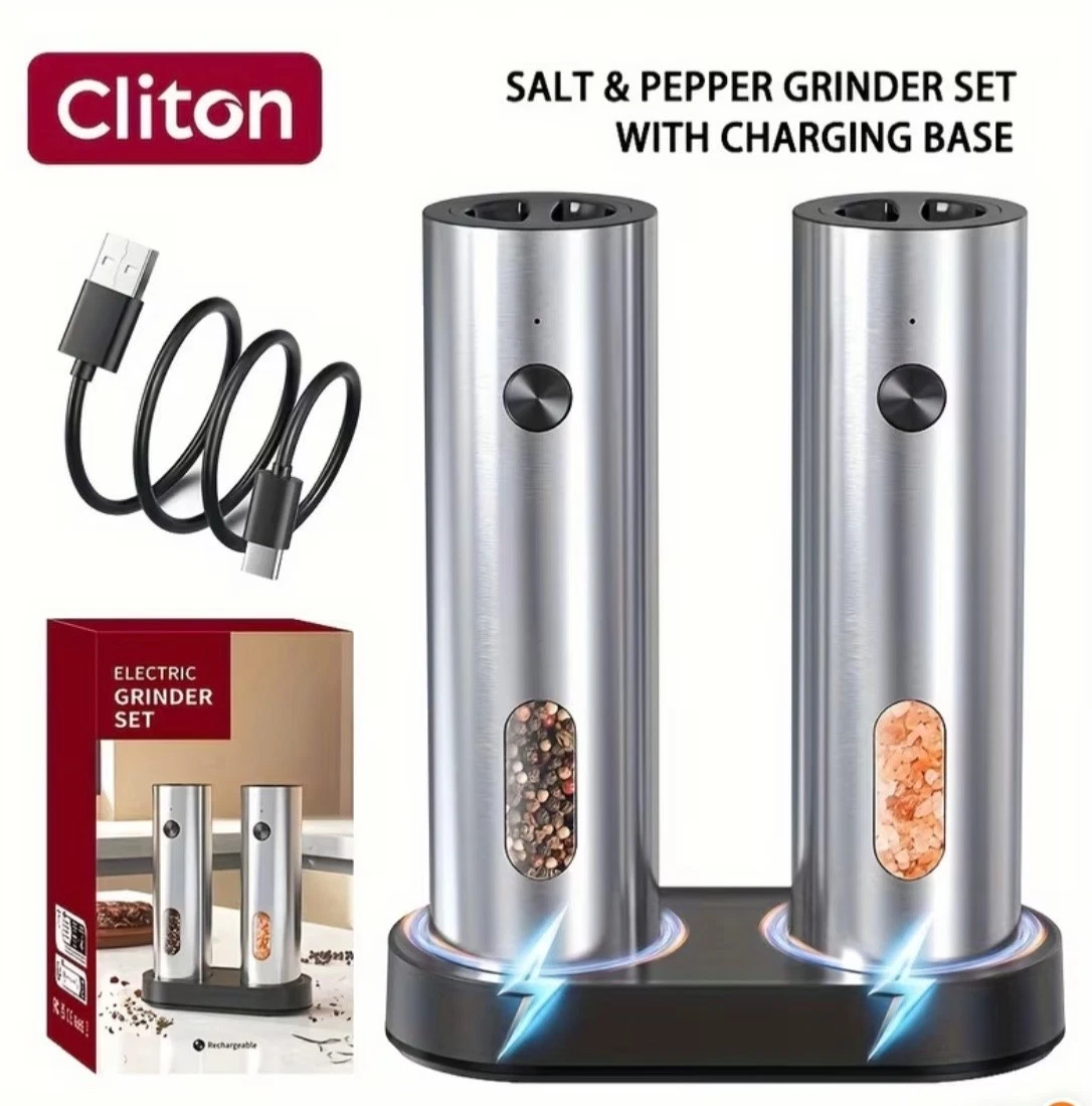 Cliton Electronic Salt and Pepper Grinding Mill - One Hand Operated Grinders