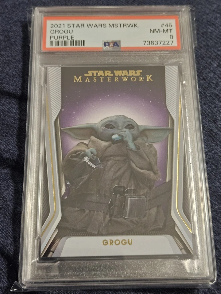 2021 Star Wars Masterwork #45 Grogu Purple PSA 8 NM-MT - Image 4 of 4