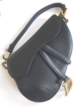 Authentic DIOR Saddle Bag Black Calfskin Gold Hardware Handbag Iconic