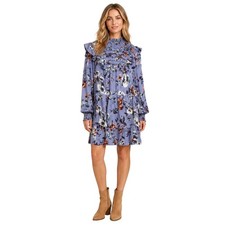 NWT Anthropologie Petites Blue Floral Ruffle Smocked Tiered Mini Dress MP