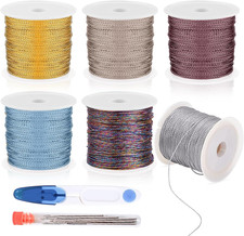 6 Rotoli Di Metallizzati Filo Di Seta, Filo Metallico Colorato per Fai Da Te, Co