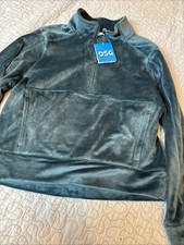 DGS Youth Girls Size Large 14 Green Velour 1/4 Zip With Kangaroo Pocket