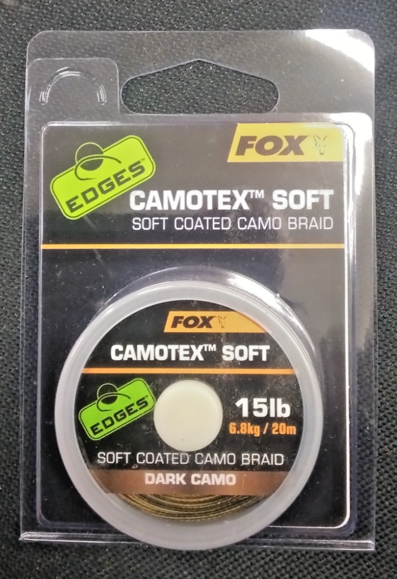FOX EDGES CARP CAMOTEX SOFT CAC446 SOFT COATED CAMO BRAID DARK CAMO 15lb 20m
