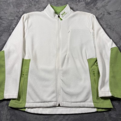 Helly Hansen Fleece Jacket Womens Large White Green Cozy Warm Outerwear Winter