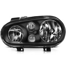 Headlight Assembly Black Clear Lens VW Cabrio 99-02 Golf 99-06 Pair 1J0941017G