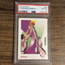 1991 SKYBOX #466 BILL LAIMBEERISIAH THOMAS PSA 10 GEM MT