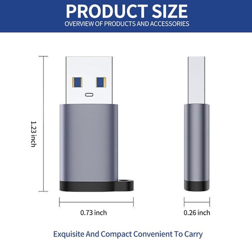 USB C Female to Male Adapter 3 Pack, C 3.0 Adapter, Type Gray - Picture 3 of 7