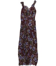 GUESS Womens Flower Slip Ruffled Maxi Dress, red, 14