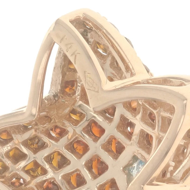 Colgante Estrella de Mar Diamante Azul y Naranja Oro Rosa Estrella 14k 1.47ct Racimo Tratado Foto 4 de 4