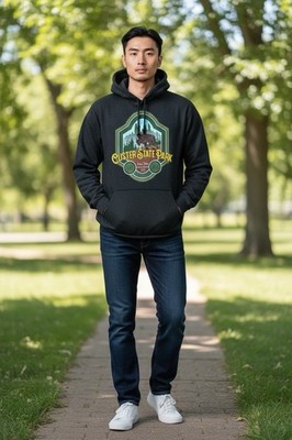 custer state park Black Hills SD Small Pullover Hoodie Gray Mens Buffalo