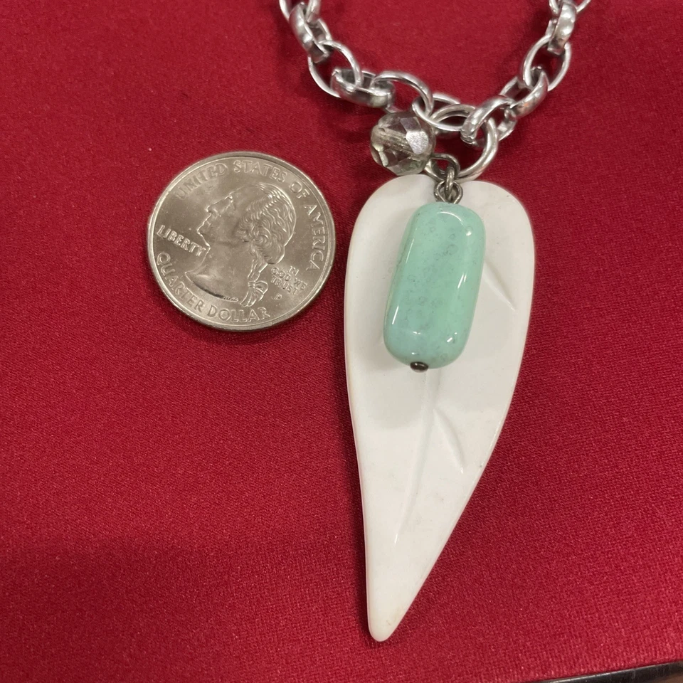 Sabika Spring/Summer 2017  Eccentric Riches Leaf Silver Tone 21” Chain Necklace - Image 2 of 4