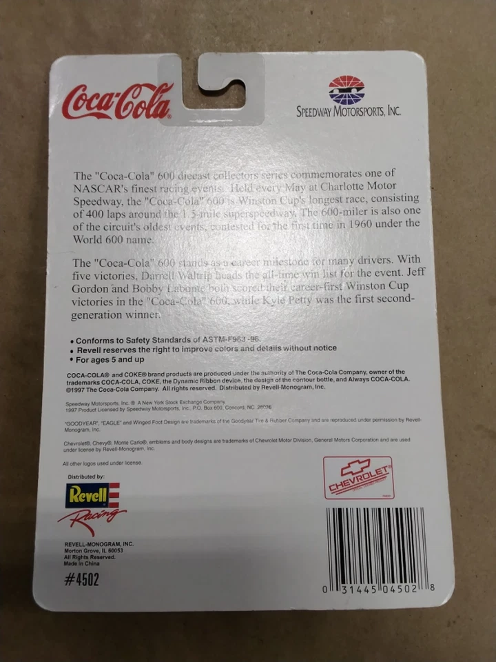 1997 Revell Racing Coca Cola 600 Monte Carlo Die Cast #1 Car 1:64 Scale A10 - Image 4 of 4