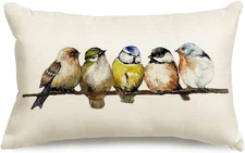 Watercolor Birds Pillows Decorative Throw Pillows 12X20,Hand-Painted Oil Paintin