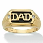 2CT Round Cut Lab-Created Diamond Men's Gift "DAD" Ring 14K Yellow Gold Plated