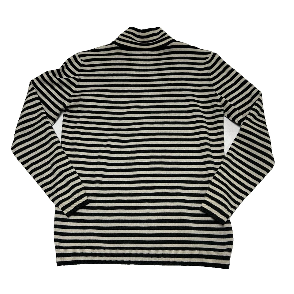 Top tejido de colección Nordstrom para mujer S lana merino negro blanco a rayas cuello tortuga Foto 2 de 4