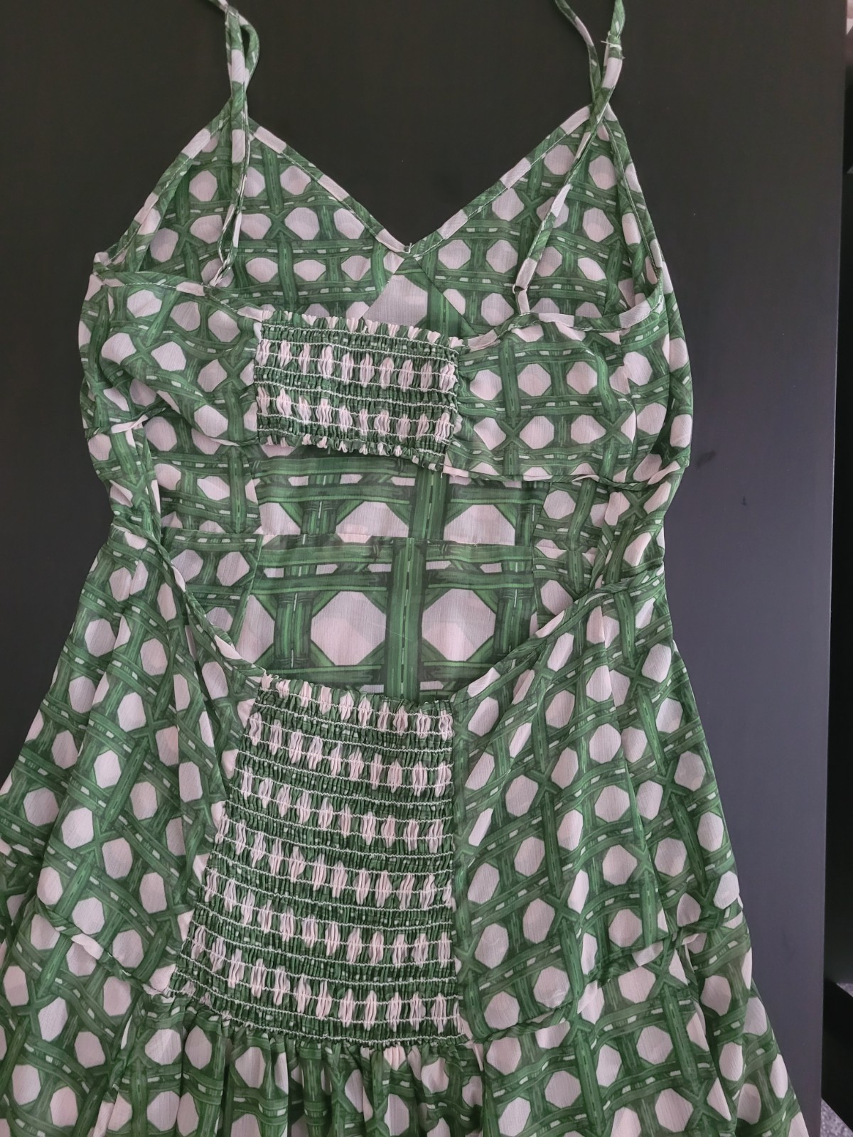 Misa Green/White Geometric Midi  Dress Size - S (NEW & Never worn) image 8