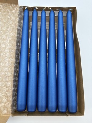 PartyLite 10'' Metallic Blue Taper Candles Set of 6 Dinner Candl M1086 Unscented 