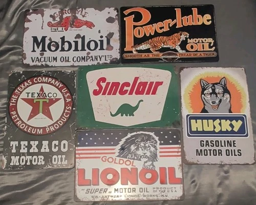 5 Vintage Style Gas & Oil Advertising Collectible Tin Signs