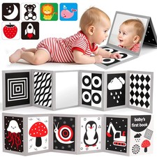 Black and White High Contrast Baby Books Flash Cards Tummy Time Mirror Toys N...