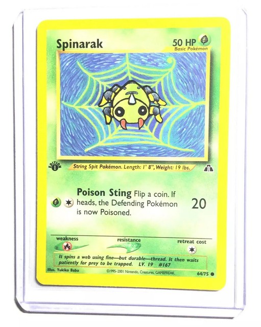 SPINARAK 1st Edition Neo Discovery 64 75 Common Pokemon Card 
