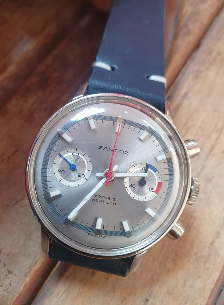 Sandoz Chronograph Diver Mechanical Multicolor Dial Men s watch Super Rare