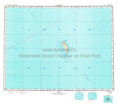 Soviet Russian Topographic Map Guadalupe Island Mexico USA 1:500K Ed1963 REPRINT